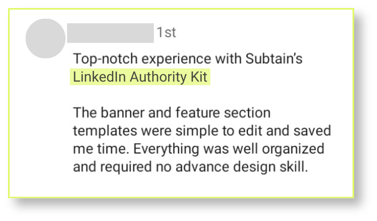 Customer Review for LinkedIn Authority Kit